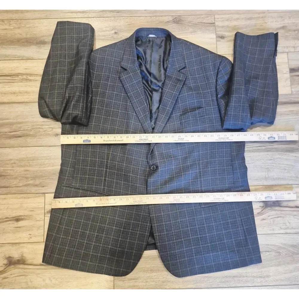 Oak Hill Mens Sport Coat Blazer 3XLT 54/56 Gray Plaid Wool Blend Big Tall